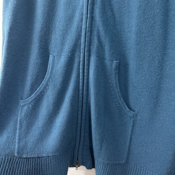 Susan Graver Cowl Neck Zipup Blue Cardigan Size L - Picture 4 of 8